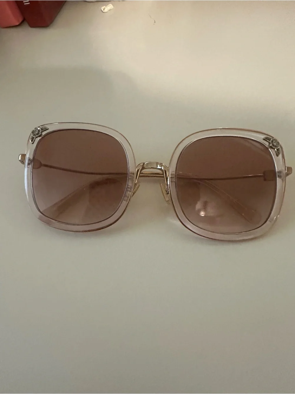 Women's Coach Oversized Square Sunglasses in Light Pink with Gradient Lenses
